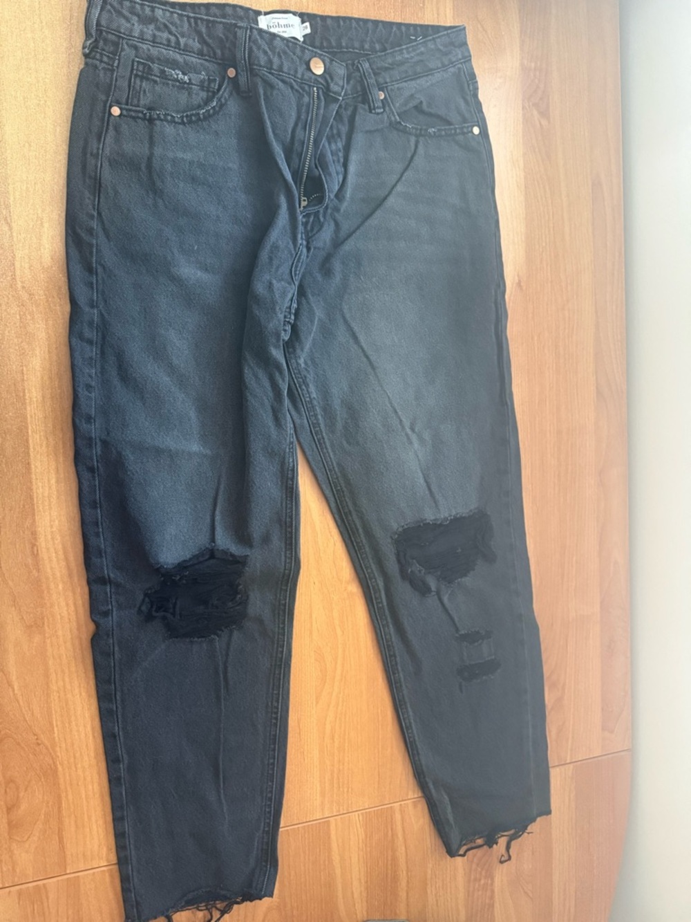 bohme Black Distressed Boyfriend Jeans